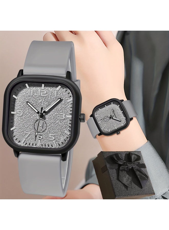 NIBEMINENT Stylish Minimalist Square Silicone Strap  Watch for Women, Unisex Men's Watch with Alloy Case, Business Casual - Image 1